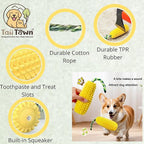 Squeaky Corn Dog Toy – Interactive Rubber TPR Chew Toy – Teeth Cleaning, Fetch & Tug – Water Float, Indoor & Outdoor Play – for Small, Medium & Large Dogs, Puppies & Seniors – Tail Town