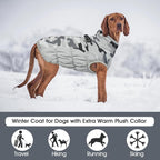 FUAMEY Dog Coat for Medium Dogs,Waterproof Dog Winter Jacket with Harness Built in Puppy Cold Weather Coats Reflective Pet Vest with Zipper Warm Fleece Dogs Snowsuit Windproof Grey Camo M