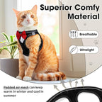 Cat Vest Harness and Leash Set for Walking Escape Proof, Adjustable Kitten Harness Breathable Mesh with Reflective Strips Harness for Kitty Puppy Bunny (Black,M)