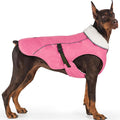 EMUST Dog Coat for Winter, Cozy Winter Jackets for Small/Medium/Large Dogs, Solid Color Dog Apparel for Cold Weather with Fleece Lining, Pink, XXXL
