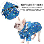 Morezi Dog Zip Up Raincoat with Reflective Buttons, Rain/Water Resistant, Adjustable Drawstring, Removable Hood, Raincoats with Legs 8lbs to 80lbs Available - Grid Blue - XS