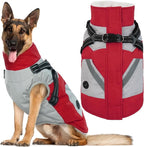 IECOii Dog Jacket Winter Harness Built in -Red,XXXLarge- Zip Up Dog Coat Winter Clothes for Large Dogs Waterproof, Dogs Snowsuit Snow Jacket D-Rring Labrador German Shepherd Doberman Rottweiler