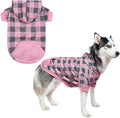 KOOLTAIL Plaid Dog Hoodie Pet Clothes Sweater with Hat and Pocket for Small Medium Large Size Dogs, Soft Winter Warm Dog Cold Weather Coat, Fleece Fall Dog Hooded Sweatshirt for Puppy Cats,Pink XL/XXL