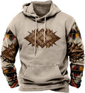 HOTYD Mens Western Aztec Sweatshirts Long Sleeve Fall Fashion Drawstring Pullover Vintage Graphic Cowboy Hoodie for Men