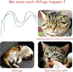 Cat Wand Toys Interactive Kitten Toys Cat Teaser Wand String Feather for Indoor Colorful Ribbon Wands Stick Toy Cat Charmer-3 Packs