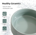Ceramic Set of 2 Cat Bowls, Food and Water Bowls for Cats, Kitty, 2pcs Cat Dishes, Pet Feeder(5.1inch, 2 x Light Green Bowls)
