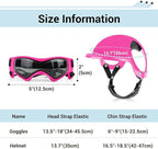 Dog Helmet with Dog Goggles for Small Dogs - Pet Motorcycle Helmet Hat with Ear Holes Adjustable Straps Safety Helmet for Puppy Riding - Pink