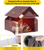 Dog House Outdoor, Insulated Dog Kennel Outside for Large Breed, 50.87" L Weatherproof Large Dog Shelter with Anti-Chewing Iron Frame (White, 45" D x 32.9" W x 32.6" H)