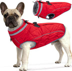 Dog Coat, Warm Dog Winter Coat for Small Dogs, Waterproof Jacket with Harness Built in, Reflective Turtleneck Cold Weather Coats with Zipper,Pet Fleece Vest Snow Jacket, Red XS