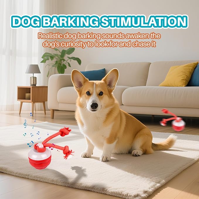 Interactive Dog Toys Multiple Modes Moving Dog Ball with Touch Activated queaky Dog Toy for Small/Medium Puppy Toys for Daily Training (Red)