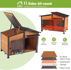 GUTINNEEN Heated Dog House Large Outdoor Insulated Dog Kennel Weatherproof Dog Shelter with Heated Pad, Insulated All-Round Thermal Liner, Chew-Proof Design for Dogs (Brown)