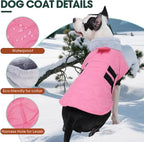 Kuoser Dog Jackets for Small Dogs, Warm Dog Coat with Leash Hole, Winter Jacket Pet Clothes for Cold Weather, Waterproof Doggie Winter Vest for Pug Dachshund, Pink S