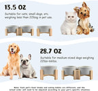 SPUNKYJUNKY 15° Slanted Ceramic Dog and Cat Bowl with Wooden Stand, Tilted Bulldog Food and Water Bowl No Slip Non-Spill for Cats Medium Dogs Big Face Pets 28.7 OZ (3.6 Cups, Grey × 2)