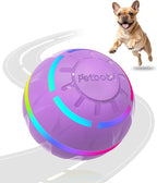Petbobi Interactive Dog Toys – USB Rechargeable Automatic Rolling Ball with LED Light, Smart Bouncing Ball for Small Medium Pets to Exercise, Durable TPU Shell, Dog Toys to Keep Them Busy, Purple