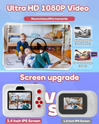 Instant Print Camera for Kids,2.4 Inch Screen Kids Instant Cameras, Christmas Birthday Gifts for Girls Age 3-12, Portable Toddler Toy for 3 4 5 6 7 8 9 10 Year Old Girls Boys White