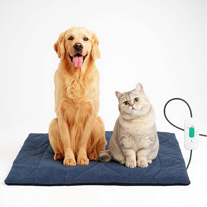 Dog Heating Pad (56"x40") - Waterproof Electric Heated Mat & Pet Bed for Indoor and Outdoor Use, Chew Resistant Cord, Machine Washable Cover with Wheat Pattern Quilting, for Cats and Pets