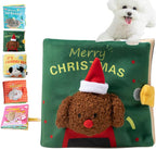 Cute Dog Birthday Toy Squeaky Snuffle Mat for Small Medium Dogs Interactive Plush Book Treat Puzzle for Puppy Crinkle Gifts (Green)