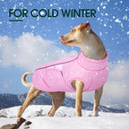Kuoser XXXL Dog Coat, Dog Jackets for Large Dogs, Reflective Pet Winter Coat Cold Weather Coats, Doggie Snow Jacket Warm Apparel Clothes for Great Dane, Pink XXXL