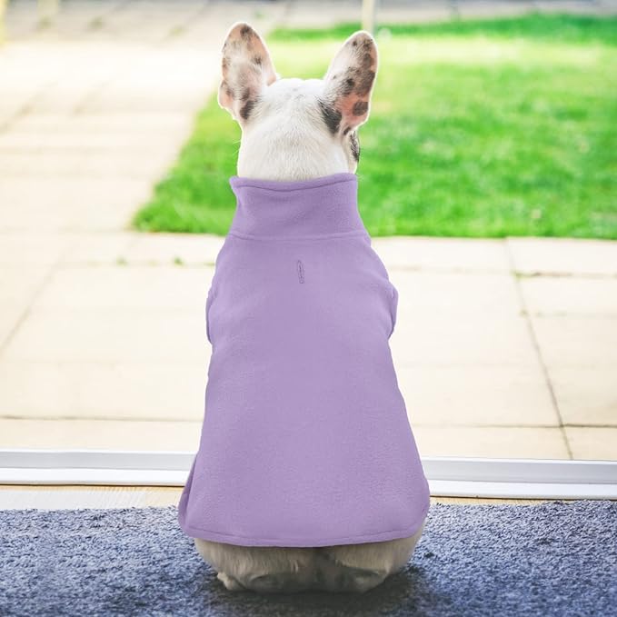 FUAMEY Dog Fleece Vest for Small Dogs,Warm Stretchy Dog Sweatshirts Pullover with Leash Hole Dogs Sweater Soft Pet Turtleneck Cozy Pet Vest Lightweight Sleeveless Purple XXS