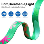 Cat Harness and Leash Set with Matching Collar – Escape Proof Harness for Cats, Adjustable & Lightweight, Tropical Hawaiian Leaf Print, Easy Wear for Outdoor Walking & Training
