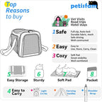petisfam Pet Carrier Bag for Medium Cats and Puppy. TSA Airlined Approced. Easy Vet Visit, Airline Approved, Top Loading, Easy Storage