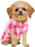 KAMA BRIDAL Spring Autumn Winter Coat Pullover Fleece Vest for Cats Small and Medium Dogs Thin Sweater Pink & White Plaid (Pink, S)