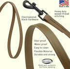 Dogline Biothane Waterproof Dog Leash Strong Coated Nylon Webbing with Black Hardware Odor-Proof Easy to Clean High Performance for Small or Large Dogs Made in USA 2 ft Lead, Coyote Brown