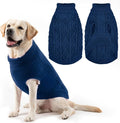 PUPTECK Dog Sweater, Turtleneck Warm Knitted Pullover Coat, Thick Cable Knitwear Clothes in Winter, Pet Apparel Outfits for Large Dogs, for Cold Weather Indoor & Outdoor, Deep Blue L