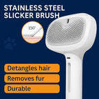 Dog Shower Brush, Freshfur Shower Brush + Bathing Solution, 3 in 1 Self Cleaning Steamy Pet Brushes, Dog Grooming Tool for Long & Short Hair, Removes Loose Hair Reduces Shedding (White)
