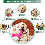 Dog Chew Toys for Aggressive Chewers Large Breed,Indestructible Bones Toy，Durable Cleaning Toothbrush Natural Rubber Dog Toys… (Pink)