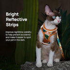 Cat Harness and Leash Set, Step-in Escape Proof Adjustable Vest Harness for Small Medium Large Cats, Lightweight Soft Breathable Reflective Kitten Harness, Easy to Wear for Walking Travel, Camping, M