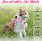 Cat Harness and Leash for Walking Escape Proof, Adjustable Kitten Vest Harness Reflective Soft Mesh Puppy Harness for Outdoor, Comfort Fit, Easy to Control (NPink, XXS)
