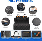 4-in-1 SUV Cargo Liner for Dogs, Non-Slip Water Resistant Pet Trunk Mat with Side Flaps Protector & Back Seat Organizer, Dog Backseat Cover for SUVs Vans