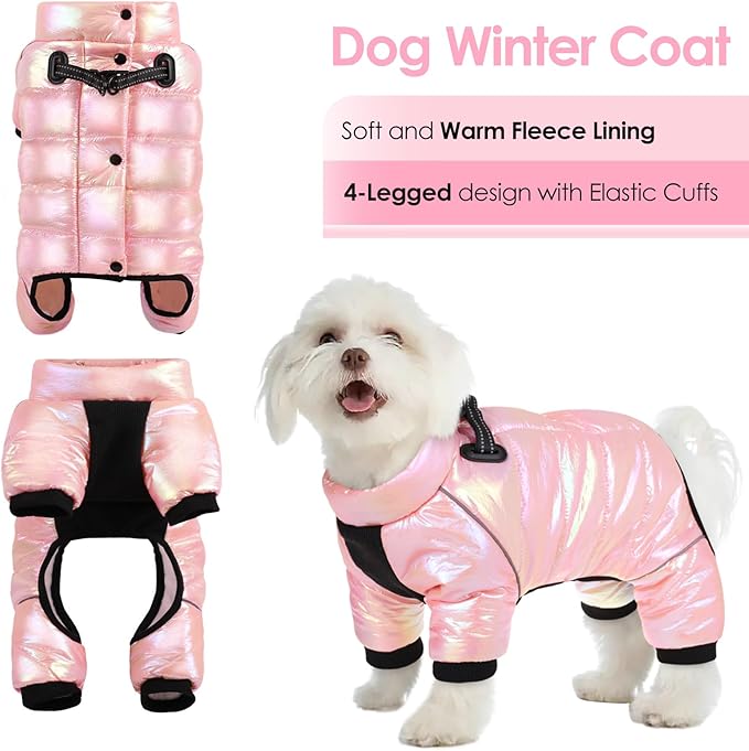AOFITEE Dog Coat, Waterproof Dogs Jacket for Winter, Warm Fullbody Small Dog Snowsuit, Winter Coat for Small Dogs, Zip Up Pet Puffer Jacket Fleece Vest, Outdoor Reflective Pet Snow Jackets, XXL