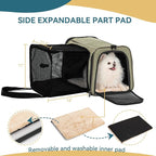 Petsfit Top Load Expandable Dog Carrier for Small Dog, Medium Cat, Or 2 Small Cats with Comfy Pad, Escape Proof, Easy Storage, Washable, Fit for Vet Visit and Outdoor, 19"X12" X12", Green