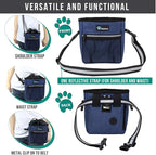 PetAmi Dog Treat Pouch, Pet Treat Pouch for Training, Dog Walking Bag Holder for Kibbles, Pet Food Toy, Dog Trainer Essentials Supplies, Poop Bag Dispenser, 3 Ways to Wear (Heather Navy)