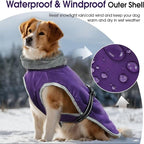 Dog Coat for Large Dogs,XL Dog Winter Jacket,Warm Turtleneck Dogs Coat with Reflective,Pet Vest Water-Resistant Doggy Snowsuit Snow Jacket,Winter Waterproof Windproof Pet Vest Coats,Purple,XL