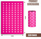 Parisian Pet Ecofriendly Dog Poop Bags Rolls - 320 Count Unscented Poop Bags For Dogs - Leakproof, Extra Thick, 16 Dog Waste Bags Refill Rolls - Polka Dot Pink Doggie Poop Bags - Fits All Dispenser