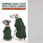 Kuoser Extra Warm Dog Jacket, Windproof Fleece Lined Turtleneck Snowsuit for Dogs, Easy On/Off Dog Coats for Medium Large Dogs, Quilted Cold Weather Pet Winter Coat Thermal Clothes, Green L