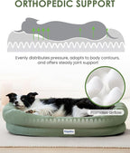 Orthopedic Dog Bed for Small Dogs, Pet Sofa Bed with Egg Crate Foam, 4-Sided Bolster, Removable Washable Cover & Anti-Slip Bottom, Small Calliste Green