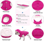 Windproof Waterproof Dog Coat - Fleece & Cotton Lined Warm Dog Jacket, Cold Weather Pet Apparel Clothes Vest - Sizes S to 3XL (Pink)