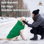 Queenmore Warm Dog Coat, Cold Weather Puffer Dog Coat Vest, Quilting Winter Pet Jacket Ultra Thick Plush Fleece Lining Pet Clothes for Dogs with Storage Pockets (Forest Green,Large)