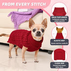 2 Pack Dog Sweaters for Small Dogs Turtleneck Pullover Cable Knit Puppy Stretch Clothes Chihuahua Yorkie Pomeranian Toy Poodle Boy Girl Pets Winter Doggie Clothes (XS, Pink & Red)
