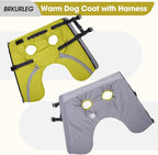 BRKURLEG Dog Winter Jackets for Large Dogs, Dog Coat with Harness Built in, Dogs Snowsuits with Zipper, Waterproof Windproof Pet Puffer Jacket Fleece Vest for Beagle, Pitbull, Green XL