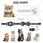 Airtag Cat Collar Breakaway with Bells and Bowtie -Upgraded Safety Kitten Collar for Air Tag Holder -Cute GPS Cat Tracker Collars for Girl Boy Cats, Kitty and Puppies, Black