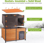 GUTINNEEN 59" Extra Large Heated Outdoor Dog House for Large Dogs Insulated, Thermostat-Controlled Heating with Full 6-Sided Insulation, Metal Frame, Spacious, Cozy, and Safe Winter Shelter (Brown)