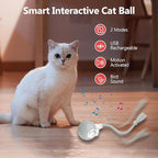 Interactive Cat Toys, Automatic Moving Cat Toy for Bored Indoor Adult Cats, Fast Rolling , Chirping & Motion-Activated Cat Toys, Fun Gift for Cats with Speedy Tail 2.0, USB Rechargeable(gray)