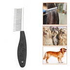 Dog or Cat Comb Grooming with Short and Long Teeth Dematting Knots Tangles Remover Combs Detangler Tool Suitable for Dogs Cats Poodle HorseStainless Steel Pin (Black)