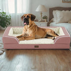 Orthopedic Dog Beds for Extra Large Sized Dogs, Waterproof Memory Foam XL Pet Bed with Sides 42x30Inch, Non-Slip and Egg-Crate Foam Big Dog Couch Bed with Removable Washable Cover, Pink