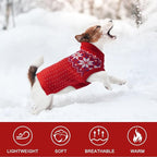 Kuoser Dog Sweater, Holiday Christmas Snowflake Pet Warm Knitwear Dog Sweaters Soft Puppy Clothing, Doggie Turtleneck Cold Weather Outfit Pullover for Small Medium Large Dogs Cats, Red S